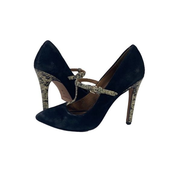 Coach Shoes Coach 5b Heelsblack Suede Uppers With Snake Adjustable Straps Poshmark